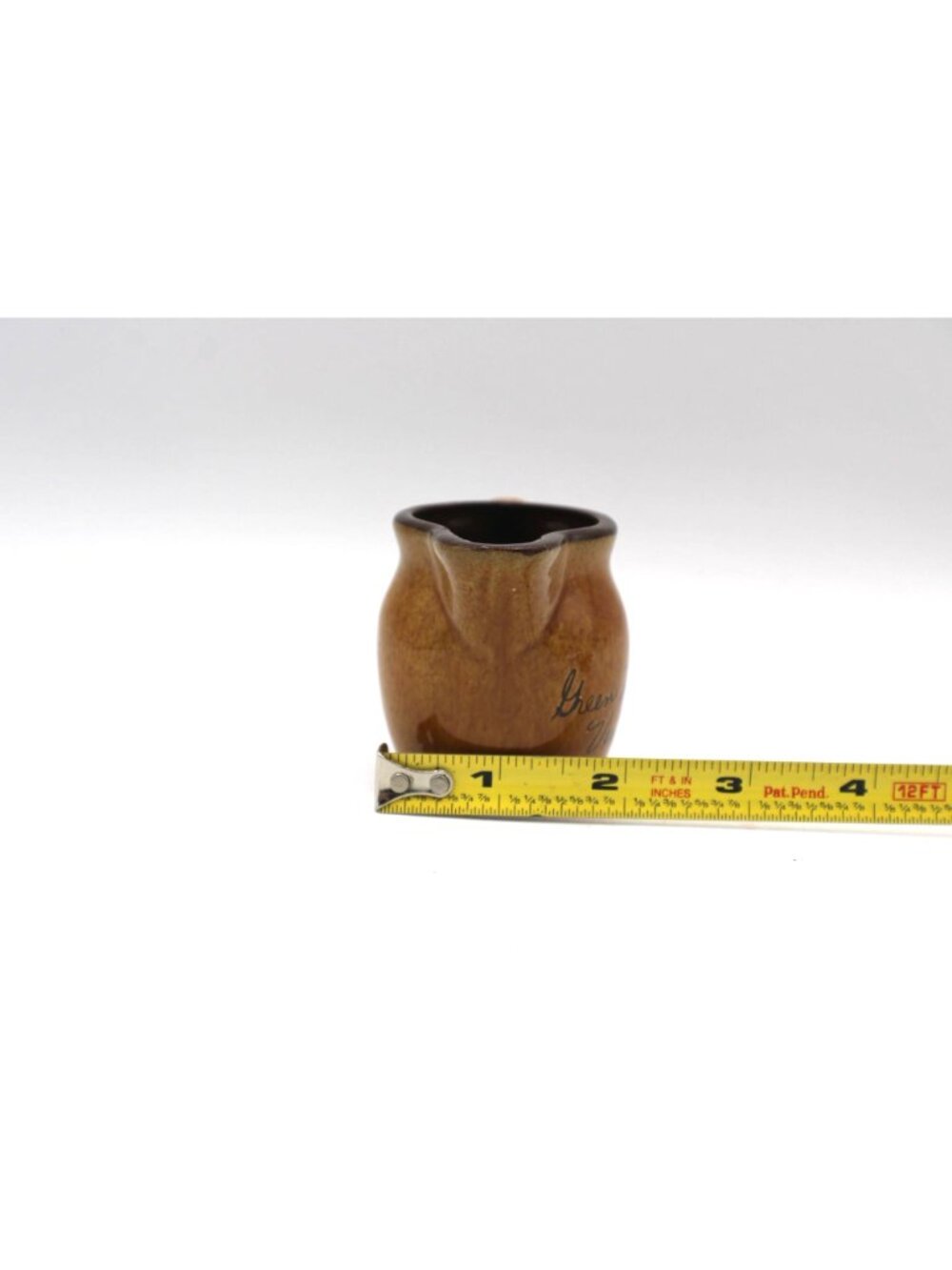 Mini Creamer Pitcher Green Mountains Vermont Brown Ceramic Pottery Vtg Souvenir - Picture 10 of 11